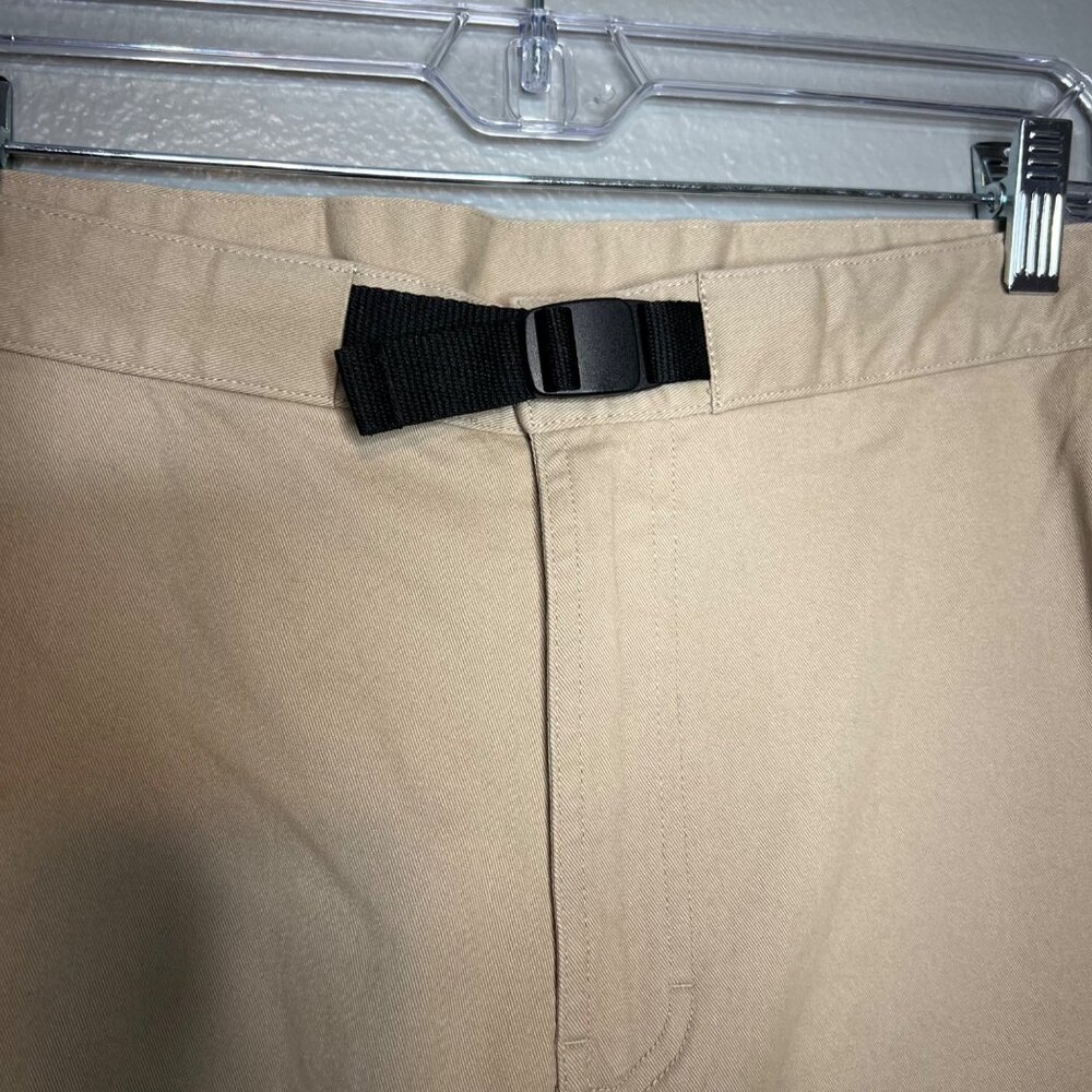 Bearded Goat Chino Shorts Mens Size XL Khaki Flat Front Belted - Picture 4 of 9